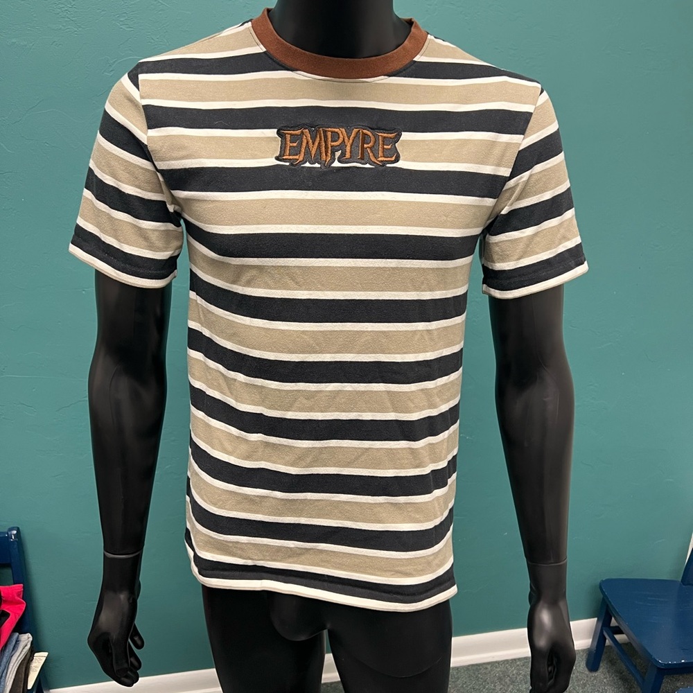 Empyre Men's Short Sleeve Tee - Black, Tan, Brown Stripes